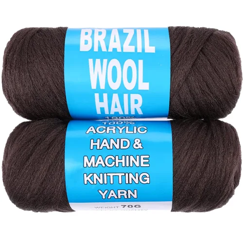Miniatura 27 de 8 piezas de lana brasileña para trenzas, negro natural, cabello de lana brasileña para trenzar para mujeres, hilo para cabello para locs falsos