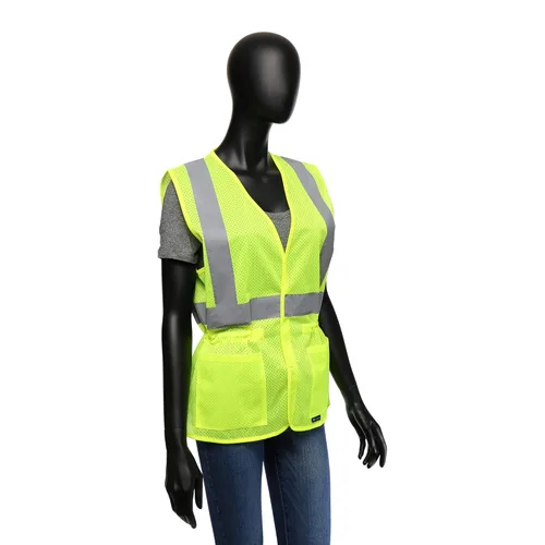 Miniatura 5 de West Chester 47207 Clase 2 Chaleco de malla ajustable para mujer, de alta visibilidad, verde, pequeño/mediano, chaleco de seguridad con 2 bolsillos