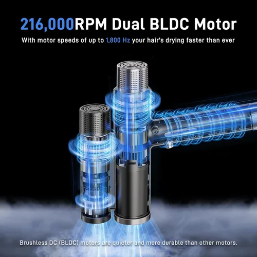 Miniatura 2 de Hurricane Pro - Secador de pelo profesional, único motor sin escobillas dual de 216,000 rpm, secador iónico para salón y uso doméstico, compacto