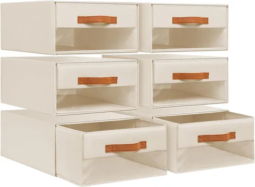 Miniatura 9 de DIMJ Organizadores de Armario y Almacenamiento - Contenedores de Tela con Cajones para Armario, Organizadores de Ropa Plegables con Ventana
