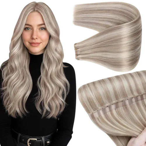 Miniatura 29 de Full Shine Extensiones de cabello humano, 18 pulgadas, mechones de trama, color #2 castaño oscuro, 3.5 onzas, cabello Remy para coser, doble trama