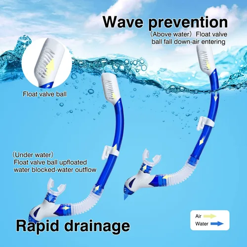 Miniatura 5 de Snorkel Set Wide-View Adult Snorkeling Scuba Gear, Professional Snorkel Goggles Anti-Fog Diving Mask, Anti-Leak Swim Goggles and Dry Top Snorkel for