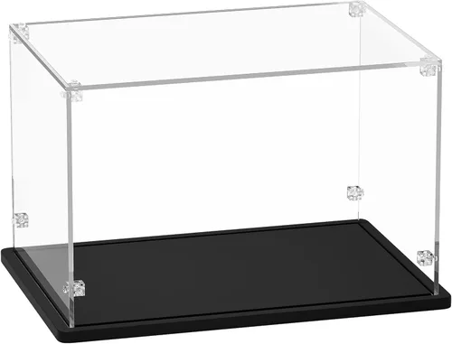 Miniatura 8 de Vitrina de acrílico Cubo de 15 x 8 x 8 pulgadas, caja de exhibición de acrílico de 0.118 in de grosor con base de madera negra, escaparate