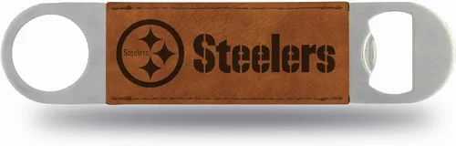 Miniatura 28 de Rico Industries NFL - Hoja de barra grabada con láser de piel sintética, gran accesorio para bebidas para el día del juego