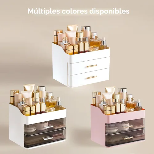 Miniatura 6 de HBlife Organizador de maquillaje para tocador con 2 cajones, organizador grande de cosméticos para encimera de baño, almacenamiento para el cuidado