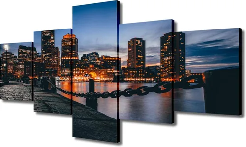 Miniatura 26 de TUMOVO Fotos en lienzo de Estados Unidos, Cincinnati, Ohio, Skyline at Dusk para tu sala de estar, impresiones de paisaje urbano de rascacielos