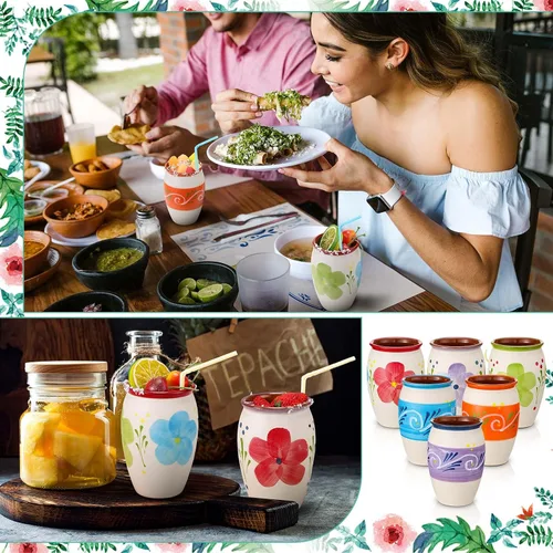 Miniatura 6 de Gejoy Paquete de 6 Cantaritos de Barro Mexicanos de 12 oz Taza de Arcilla Mexicana Cerámica Fiesta De Barro Mexicanos Tazas de Cóctel Tazas de Café