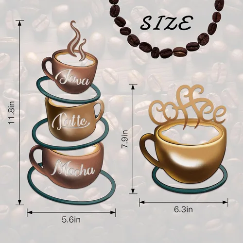 Miniatura 3 de 4 letreros de metal para taza de café para pared, cocina, decoración de pared, decoración de pared, cafetería, cafetería, tienda, hogar, cocina