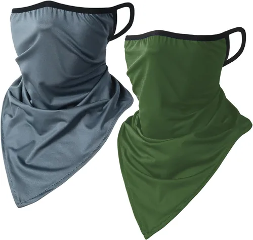 Miniatura 8 de CORIRESHA Polaina para el cuello de 2 piezas para mujer con trabillas para las orejas, cubierta de pasamontañas, protección contra el polvo y el sol