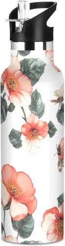 Miniatura 8 de Retro Dahlia Pink BPA-Free Leak Proof Sports Insulated Water Bottle with Leak Proof Spout Lid Double Wall Vacuum Bike Running Sports Travel Gym