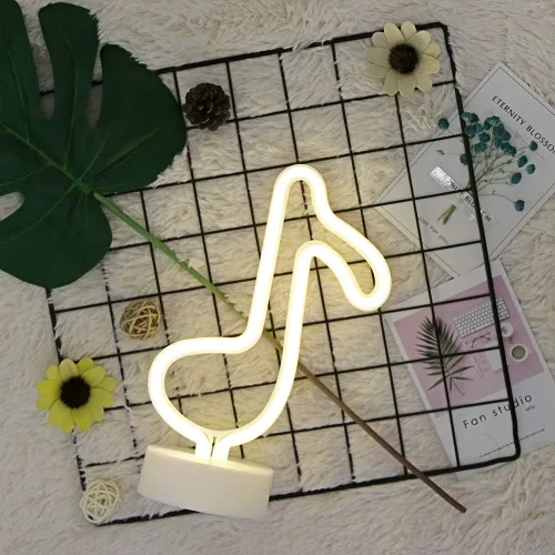 Miniatura 2 de GUOCHENG Letrero de neón con forma de notas musicales, luz nocturna LED de neón con batería y alimentada por USB, lámparas de iluminación creativas