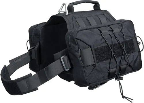 EXCELLENT ELITE SPANKER Paquete de mochila para perros, mochila para camping, senderismo, perro mediano y grande con 2 bolsillos laterales Negro