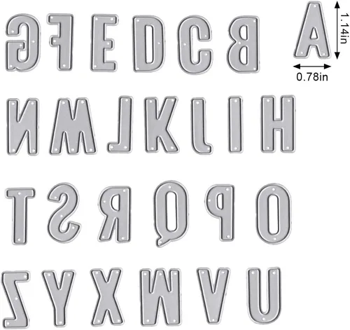 Miniatura 2 de 26 letras del alfabeto troqueladas para hacer tarjetas, letras mayúsculas, palabras, troqueles de corte, plantillas, plantillas en relieve