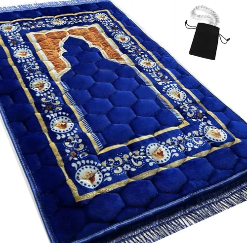 Miniatura 8 de Alfombra de Oración Musulmana Islámica - Alfombra de Oración Sajadah Muy Gruesa y Acolchada para Hombres y Mujeres con Cuentas de Oración del Islam