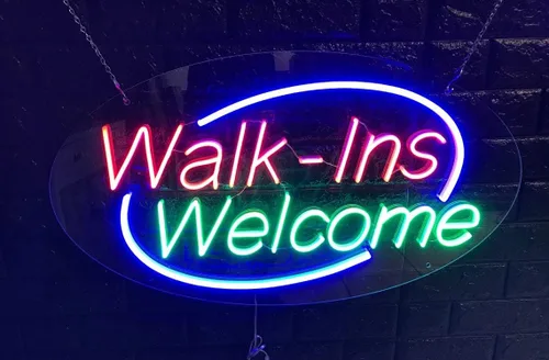Miniatura 2 de Walk ins Welcome - Letrero de neón LED de 28 pulgadas de largo x 16 pulgadas de alto #34085