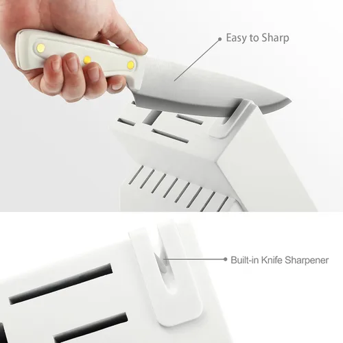Miniatura 5 de McCook® Juegos de cuchillos, juegos de cuchillos de cocina de acero inoxidable de alto carbono blanco con afilador incorporado