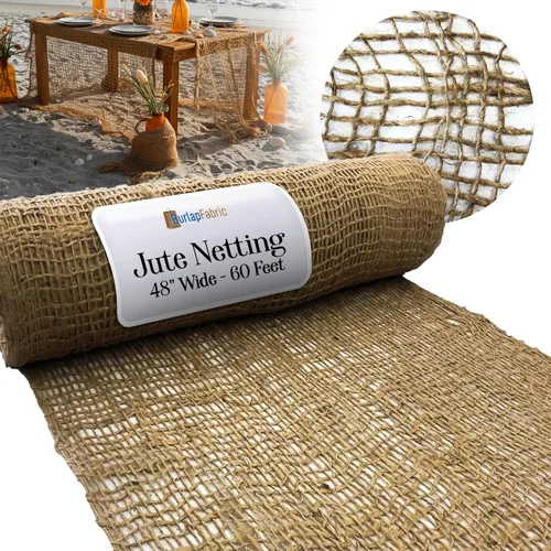 Miniatura 10 de Malla de yute natural de arpillera: tela de malla biodegradable de 48 pulgadas de ancho para control de erosión, retención de mantillo, paisajismo