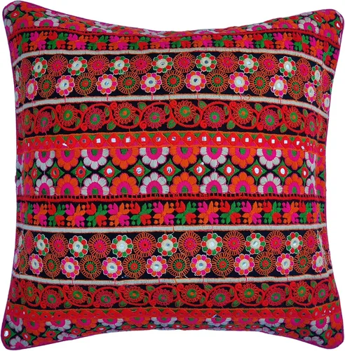 Craftbot Fundas de almohada decorativas bordadas para sofá en color negro y naranja, 16 x 16 pulgadas, 1 pieza, no incluye relleno