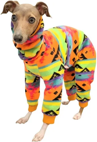 Miniatura 38 de D Doggy Star - Suéter de galgo italiano de cuello de tortuga, conjunto de mono de vellón cálido, ropa de Whippet para perro (XL, azul marino Pkt)