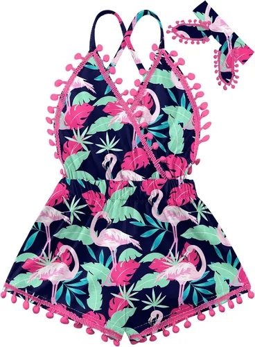 Miniatura 5 de UNICOMIDEA 6M-3T Traje sin espalda para bebé niña traje mameluco con diadema