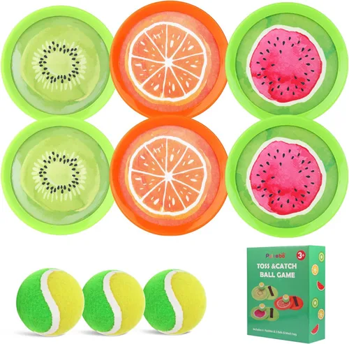 Juego de pelota para lanzar y atrapar, juego de captura de diseño de frutas para niños y adultos, playa, patio, césped, al aire libre, interior, 6