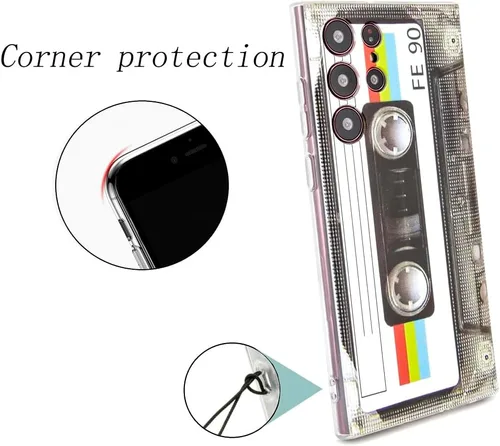 Miniatura 3 de FAteamll Funda para Galaxy S22 Ultra a prueba de golpes a prueba de arañazos con TPU suave parachoques Retro Cassette Funda Compatible con Samsung