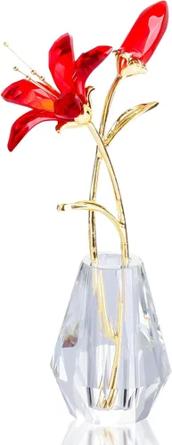 Miniatura 10 de YWHL Figura de flor de lirio de cristal con jarrón, hecha a mano, regalo de flor de lirio azul para mujer, regalos de boda para pareja, decoración