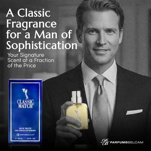 Miniatura 5 de PB ParfumsBelcam Blue Classic Match Eau de Toilette en espray para hombre, fragancia moderna de cítricos Fougere, notas de melón, musgo y pachulí