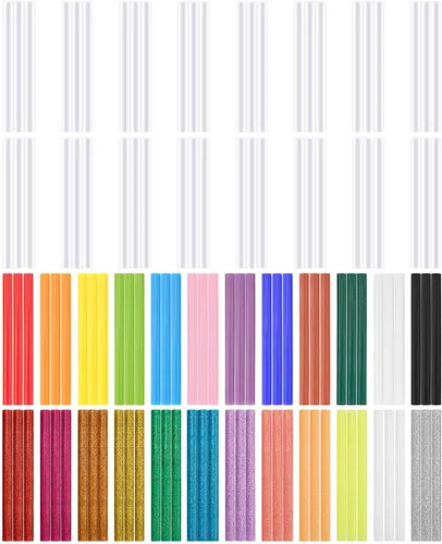 120 barras de pegamento caliente para manualidades – 0.28 x 3.9" Gartful tamaño mini barras de pegamento termofusible, 48 piezas transparentes + 36
