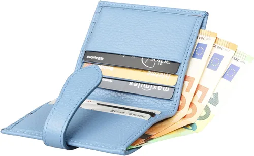 Miniatura 9 de Grande -3803 Cartera unisex, Azul (Iced Blue), Cartera delgada de cuero con cierre a presión pequeño