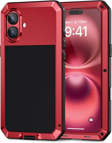 Miniatura 14 de Lanhiem Funda para iPhone 7 Plus/8 Plus, resistente a los golpes, [Tough Armour], funda de metal con protector de pantalla integrado, funda Negro