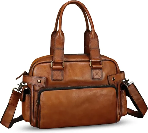 Monederos y bolsos de cuero genuino para hombres y mujeres, bolso de mensajero de cuero real vintage para hombro