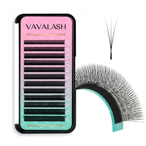 Miniatura 17 de VAVALASH Extensiones de pestañas en forma de W, con abanico prefabricado 3D, rizado D, extensiones de pestañas de volumen fáciles de abanico
