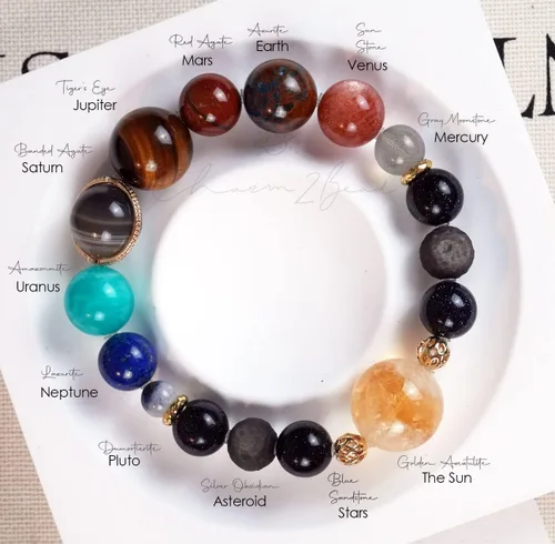 Miniatura 30 de Precious Gemstone Natural Crystal Healing Bracelet, Rutilated Quartz, Moonstone, Quartz Handmade Original Design Bracelet