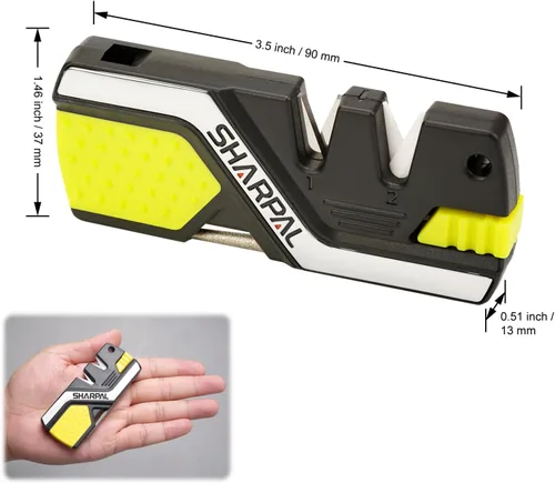Miniatura 3 de SHARPAL 101N-G - Afilador de cuchillos de bolsillo de cocina, herramienta de supervivencia para campamento con 2 arrancadores de fuego, barra