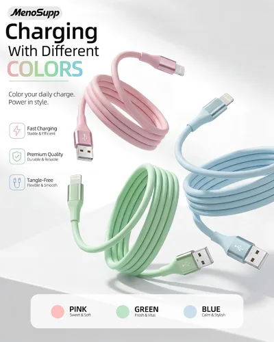 Miniatura 2 de Paquete de 3 cargadores para iPhone de 10 pies con certificación MFi de Apple, cable Lightning de carga rápida compatible con iPhone 14 13 12 11 Pro