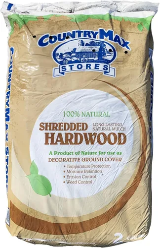 CountryMax Mantillo natural de madera dura triturada, 2 pies cúbicos