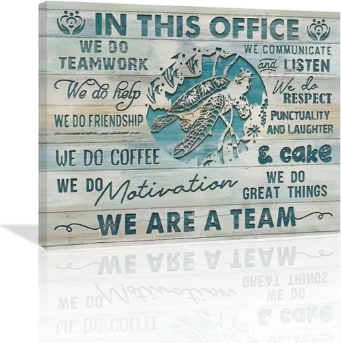 Miniatura 16 de At In This Office - Arte de pared inspirador para oficina, citas motivacionales, imágenes, lienzo, arte de pared con texto en inglés, We Are A Team