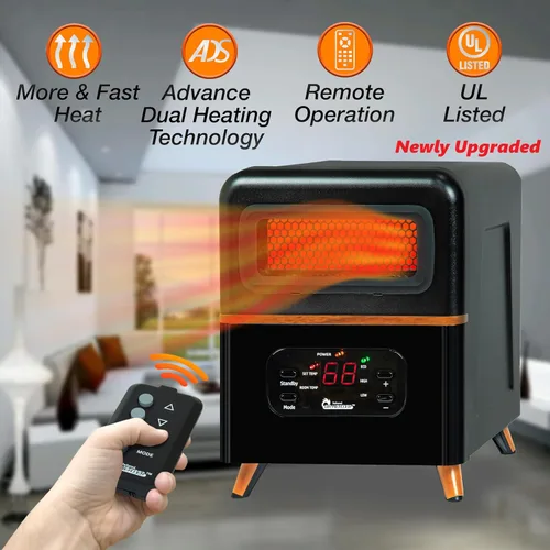 Miniatura 2 de DR. INFRARED HEATER DR-978 Nuevo calentador de espacio infrarrojo portátil híbrido de doble calefacción actualizado, 1500 W con control remoto
