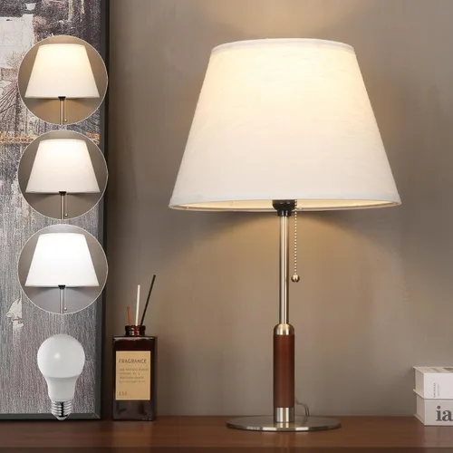 Miniatura 13 de Lámpara de mesa moderna de mediados de siglo de 21 pulgadas con interruptor de cadena de tracción, lámparas de noche de luz de 3