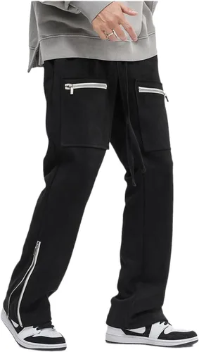 Pantalones deportivos de gamuza sintética para mujer, pantalones de baile acampanados para hombre