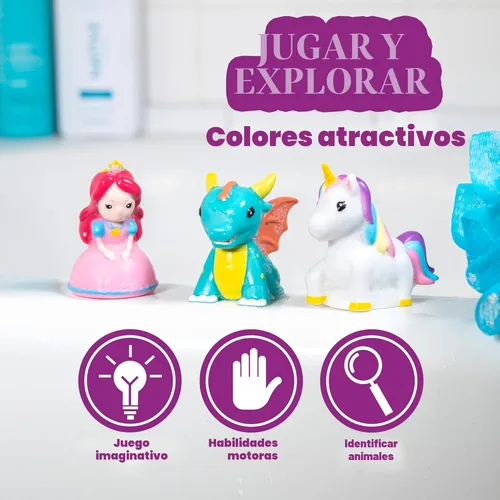 Miniatura 7 de Tub Works® Juguetes de baño herméticos de fantasía, paquete de 6 Diseño de juguetes de baño sellados sin agujeros que mantiene la humedad fuera