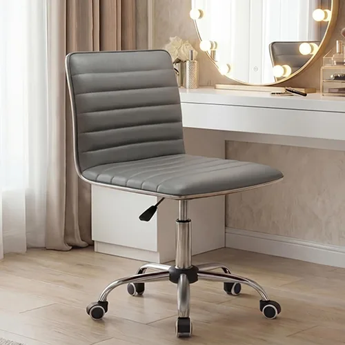 Miniatura 10 de Furmax Silla de Tocador de Respaldo Medio para Sala de Maquillaje, Escritorio de Computadora Giratorio de Cuero PU de Respaldo Bajo, Silla de Tarea