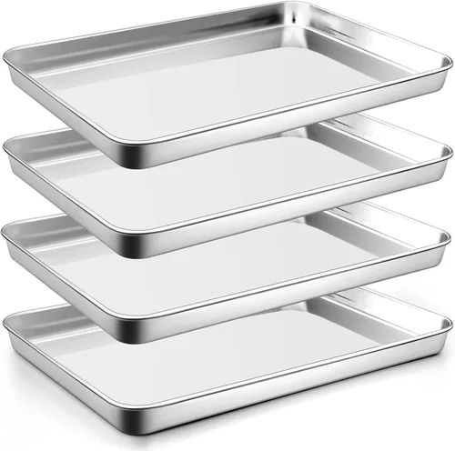 Miniatura 9 de P&P CHEF Bandeja para hornear galletas de 9 pulgadas, bandeja de acero inoxidable para cocina, utensilios para horno para múltiples usos, aspecto