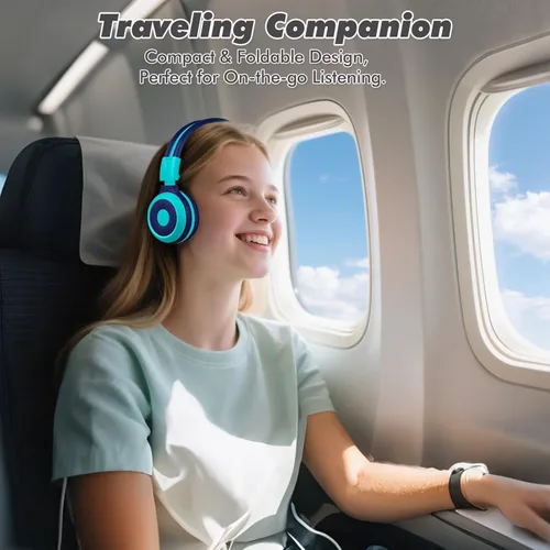 Miniatura 4 de Paquete de 2 auriculares Bluetooth SIMOLIO para adolescentes, auriculares para niños con 75 dB, 85 dB, volumen limitado de 94 dB, auriculares