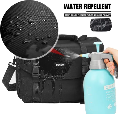 Miniatura 4 de CADeN Bolsa de hombro para cámara con soporte para trípode compatible con Nikon, Canon, Sony, cámaras DSLR SLR sin espejo impermeable (negro, grande)