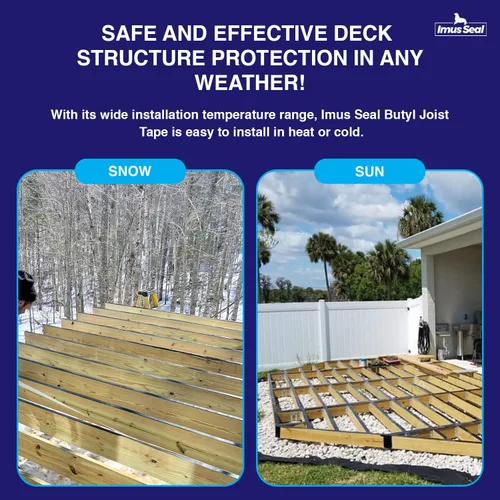 Miniatura 5 de Imus Seal® Cinta de viguetas de butilo para vigas y vigas de cubierta intermitentes, resistente a los rayos UV, Level Decking™, Protect Your Deck