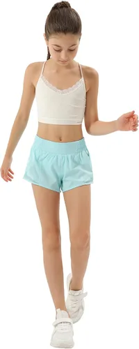 Miniatura 4 de Aurefin Pantalones cortos deportivos para niñas, pantalones cortos ligeros para correr para adolescentes, niñas, pantalones cortos deportivos