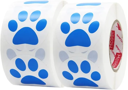 Miniatura 6 de Hcode Calcomanías redondas de 1.5 pulgadas con estampado de pata de oso azul, 500 unidades por rollo (1 rollo, azul)