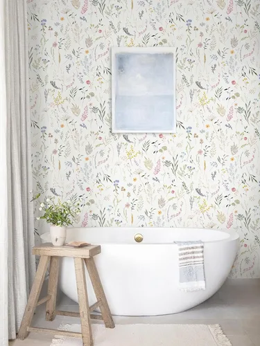 Miniatura 8 de Dimoon Papel tapiz floral de 78.7 x 16.1 pulgadas, papel de contacto beige grueso, papel tapiz grueso de flores delicadas, impermeables, hojas